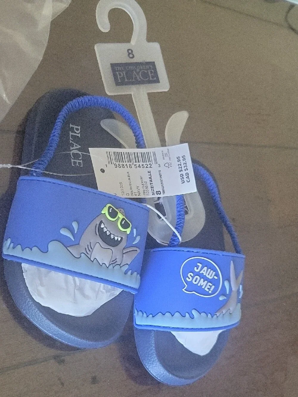 The Children's Place Blue Shark 'Jawsome' Slide Sandals for Kids